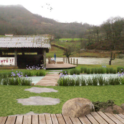 Jardin Pays Basque création bassin