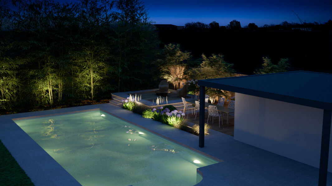 Eclairage jardin piscine Anglet