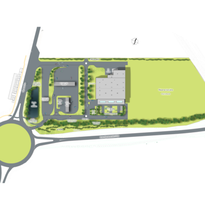 Plan d'aménagement paysager d'un Leclerc Drive