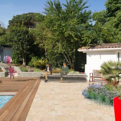 Paysagiste Anglet terrasse bois piscine